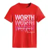 Comercio exterior Amazon 2025 nueva camiseta redonda europea y americana WORTH Ver tu letra estampado manga corta algodón