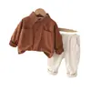 Camisa Casual de Otoño para Niños Traje de Manga Larga Nuevo Estilo 2024 Pantalones de Pana Estilo Coreano para Niños y Bebés Ropa de Primavera