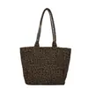 Bolso de Mano de Gran Capacidad Estilo Coreano, Bolso Tote de Tela Reversible Casual con Estampado de Leopardo, Bolso de Hombro Estampado de Moda Celebridad de Internet, Bolso para Mujer