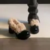 2026 Nuevos Zapatos de Tacón Alto con Punta Redonda y Piel Sintética Slip-on Mary Janes con Peluche Zapatos Pequeños de Piel Estilo Retro para Mujer Zapatos de Tacón Grueso