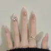 Parches de Manicura Hechos a Mano para Otoño e Invierno, Uñas Postizas, Uñas Largas, Blanqueamiento 10 Piezas de Uñas Portátiles Ojo de Gato de Cristal, Gama Alta