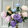 Flores Artificiales de Rosa en Capas de 3 Cabezas con un Toque de Alta Gama para Decoración del Hogar, Adornos de Flores Falsas, Accesorios para Fotografía y Flores Artificiales de Exportación