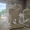 Par de Esculturas de Elefante de Mármol Blanco para Entrada de Villa u Hotel, Adornos de Elefante de Piedra Natural para Hogar o Negocio, Decoraciones que Atraen la Riqueza