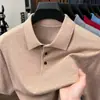 Camisa polo masculina de lã fiada com mangas curtas, uma camada base leve e estilosa, perfeita para primavera, verão e outono, em cores lisas, malha casual e versátil