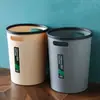 Cubo de basura de plástico para el hogar, cocina, sala de estar, baño, cubo de basura grande, simple, con doble asa, portátil, papelera de oficina
