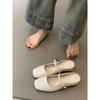 Meias Pantufas Fechadas Prata com Solado Grosso Estilo Francês para Mulheres, Novo Modelo 2025 Mules, Sapatos Mary Jane