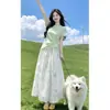 Vestido Camiseta de Moda Irregular de Manga Corta para Mujer para Verano, Tallas Grandes, que Oculta el Vientre, Falda Estampada Floral Adelgazante Conjunto de Dos Piezas