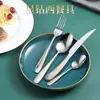 Juego de cubiertos de acero inoxidable para comida occidental, 24 piezas, cuchillo y tenedor para filete, juego para comida occidental, venta al por mayor de fábrica para el hogar