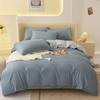 En stock Juego de Cuatro Piezas de Color Sólido para Lijar Rápido Estilo Ins Funda de Edredón Simple Funda de Edredón Lavada Ropa de Cama para Dormitorio para Otoño e Invierno 3