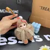Pelota de Pelo de Zorro Real Linda Transfronteriza Muñeca de Ojos Grandes Durmiendo Llavero de Coche Colgante para Mochila Muñeco de Peluche