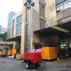 Dispositivo de iluminação móvel com suporte retrátil e base com rodízios móveis