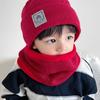 Conjunto de Lã Infantil Chapéu e Cachecol Duas Peças Outono e Inverno Engrossado Quente Proteção para Orelhas à Prova de Frio Touca Baotou para Meninos e Meninas Bebê