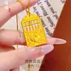 Pingente de Ábaco Pixiu Banhado a Ouro Estilo Antigo com Alta Retenção de Cor, Pingente Quadrado com Caractere da Fortuna, Estilo Casal, Luxo Leve, Retrô, Versátil