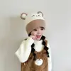 Gorro de Lana para Niños Otoño e Invierno Lindo Dibujo Animado Protección para los Oídos Gorro de Punto Tejido para Bebé Niños y Niñas Gorro Cálido de Felpa