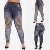 Leggings de mezclilla de imitación elásticos de cintura alta para mujer, pantalones de yoga deportivos de fitness de talla grande, con explosiones europeas y americanas de AliExpress.