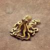 Adornos pequeños de escritorio de oficina de latón macizo puro, pulpo, bronce, té, mascota, joyería, artesanía, regalo, mango, pieza de juego