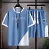 Camiseta Casual de Manga Corta Elegante para Hombre Marca de Moda Tendencia Pantalones Cortos Deportivos Holgados Conjunto de Dos Piezas Nueva Tendencia de Moda
