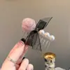 Novo Pente de Cabelo de Rede Rosa Estilo Coreano de Luxo Leve para Mulheres, com Toque de Alto Padrão, Decoração de Pérolas, Acessório Versátil para Penteados