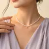 Collar de perlas de vidrio con diseño de nicho, cadena de clavícula de alta calidad, accesorios de lujo ligeros para mujer, estilo ins.