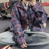 Camisa Xadrez Masculina Outono e Inverno Marca Tendência High-End Manga Longa Camisa Interna Americano Retrô Oversize Jaqueta Folgada