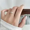 Anel de Coração com Diamante Único Simples Exquisito Estilo Levemente Luxuoso Design de Nicho Ins Prata Pura 990 R03269
