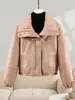 Chaqueta Corta de Gamuza con Cuello Grande de Piel de Zorro para Mujer, Parka Gruesa Holgada de Invierno para Tallas Pequeñas, Venta al por Mayor