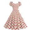 Toma real en stock 2025 Venta caliente transfronteriza de Amazon Vestido estilo Hong Kong con cuello en V estampado de lunares retro francés