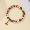 Pulsera navideña de joyería transfronteriza de Europa y Estados Unidos con cuentas de arcilla polimérica suave, campana de Papá Noel, pulsera de regalo, al por mayor en stock