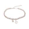 Pulsera de Carácter Fu para Mujer Plateada Estilo Étnico Pulsera de Cuentas Redondas Marca Fu Campana Cuerda Hecha a Mano Pulsera de Cuentas de Buda Regalos para Novia