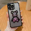 Funda para teléfono de oso con purpurina galvanizada y arena movediza para Samsung S24ULTRA anti-caída A54 tendencia NOTE20 purpurina