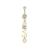 Piercing de ombligo de circonita con diseño de carta de amor, anillo de ombligo bicolor dorado y plateado exquisito, joyería para piercing corporal al por mayor