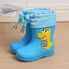 Botas de chuva infantis botas de chuva fechadas forradas de fleece para meninos antiderrapantes bebê crianças meninos dinossauro criança Crianças Meninas sapatos d'água