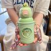 Termo infantil de oso, taza con pajita de acero inoxidable 304 para contacto con alimentos para niños y niñas, color de alto valor, uso escolar