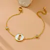 2024 Nuevo Pulsera de Acero Inoxidable con Concha Blanca y un Solo Diamante para Mujer, Lujo Ligero, Pulsera Deslizante Versátil, Joyería Explosiva Transfronteriza