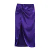 Vestido Midi de Verão Cruzado com Gola Halter Textura de Saia de Cetim de Seda Cruzado Cruzado