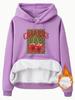 Suéter de mujer transfronterizo de otoño e invierno con bolsillo tipo canguro, capucha, manga larga, forro polar, estampado de cereza engrosado, venta al por mayor