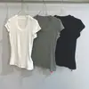 2026 Verão Novo Nicho Simples Cor Sólida Canelado Stretch Manga Curta Slim Fit Emagrecedor Top Camiseta para Mulheres