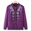 Elegante cárdigan de punto para mujeres de mediana edad y mayores, perfecto para otoño e invierno, un suéter de punto abierto de moda que se puede usar como capa exterior, una chaqueta de punto para madres
