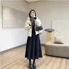 Falda de lana gris para mujer, nuevo estilo coreano de otoño e invierno 2026, elegante y estilizada, corte recto, ajustada al cuerpo, falda de longitud media