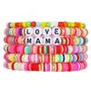 Pulsera para el Día de San Valentín Transfronteriza AliExpress Venta al por mayor Corazón de Amor Flor de Arcilla Blanda Pulsera de Cuentas con Letras Set de Joyería de Comercio Exterior