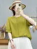Camisa de Gasa de Algodón de Doble Capa con Cuello Redondo y Mangas Cortas para Mujer, Ropa de Verano, Exportación de Alta Calidad, Suave, Agradable para la Piel, Transpirable, Top de Algodón Puro