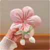 Laço de Cabelo Flor Tulipa Doce 3D, Acessório de Cabelo Grande e Elegante, Elástico de Cabelo Super Grande, Laço de Cabelo de Borracha