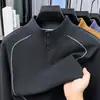 Bestseller de live streaming: Moletom de alta qualidade com trama waffle texturizada para homens, com listras contrastantes, perfeito para o outono, casual e quente, ideal como camada base