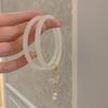 Pulsera de conejo de jade de estilo chino para mujer, hecha a mano, con cuentas, etiqueta de carácter fu, hebilla de anillo de seguridad, pulsera de jade de imitación