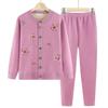 Traje de ropa cálida con forro polar para otoño e invierno de la abuela Cárdigan ropa de invierno para madre conjunto de dos piezas engrosado ropa de otoño para señora mayor pantalones largos mujer