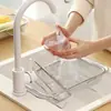 Escurridor de platos ajustable de acero inoxidable con cesta de drenaje, organizador para fregadero de cocina, escurridor para lavar y secar platos, colador de fregadero