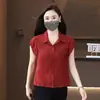 Camisa sin mangas para mujer, Nuevo diseño Verano 2026, Camisa con cintura de cordón, Top corto moderno y elegante para mujer