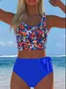 2027 Europeo y Americano comercio exterior transfronterizo nuevo Amazon traje de baño, bikini de dos piezas con tiras de cintura alta para mujer, en stock