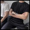 Verano Trendy Algodón Pesado Color Puro Blanco Puro Combinable Suelto Interior Manga Media Manga Corta Camiseta Ropa Interior para Hombre y Mujer