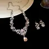 Set de Pendientes y Collar de Borla de Diamante Super Brillante Estilo Palacio Perlas Lujo Accesible Gama Alta Cadena para Clavícula Diseño Joyería